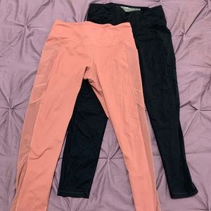 TWO Victoria’s Secret leggings large black & pink